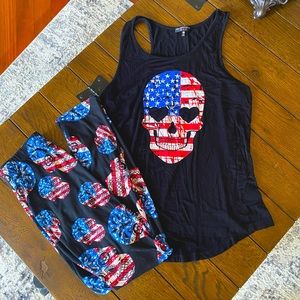 Skull American flag tank & legging set